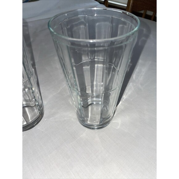 Pasabahce Pair of Two Glass Tumblers Size 3.25x6 Windowpane Block 16 Oz EUC - Picture 3 of 12